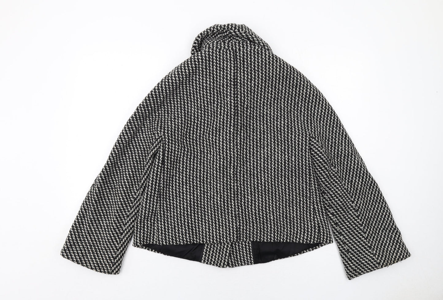 Linea Womens Black Geometric Jacket Size 12 Button