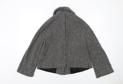 Linea Womens Black Geometric Jacket Size 12 Button