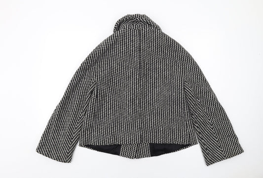 Linea Womens Black Geometric Jacket Size 12 Button