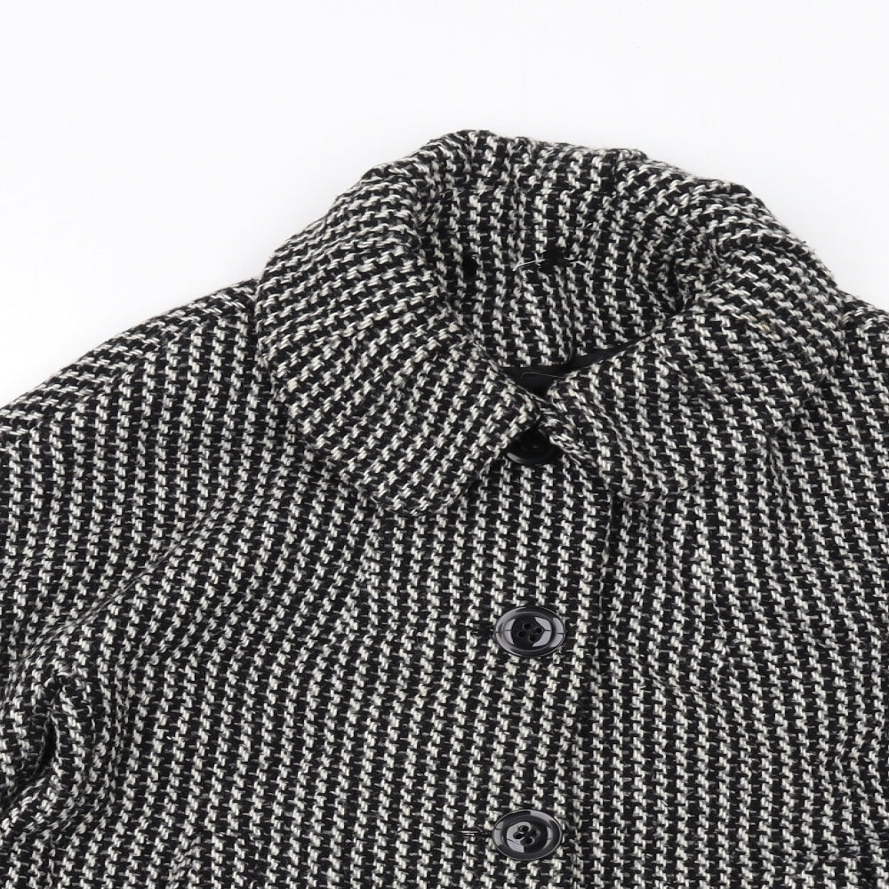 Linea Womens Black Geometric Jacket Size 12 Button