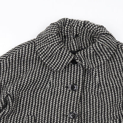 Linea Womens Black Geometric Jacket Size 12 Button