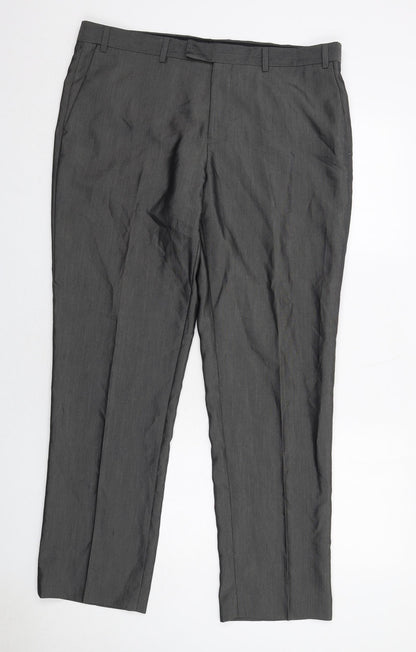 Mens UK Size 37 in Aspen&Court Regular Fit Dress Pants Grey Trousers