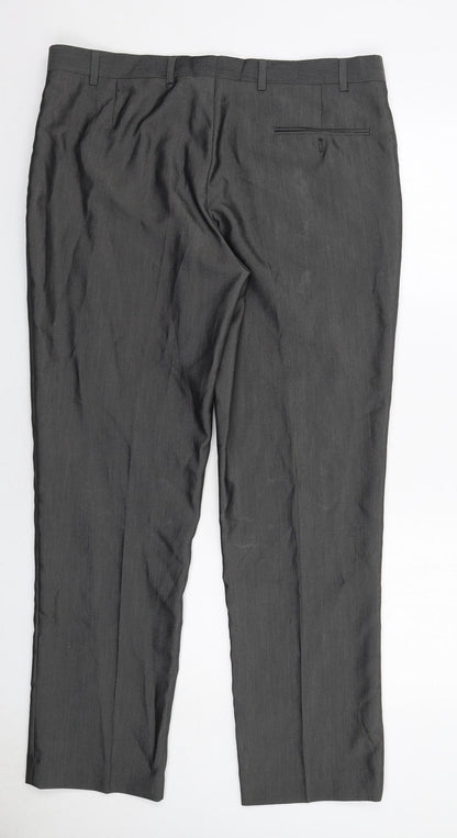 Mens UK Size 37 in Aspen&Court Regular Fit Dress Pants Grey Trousers