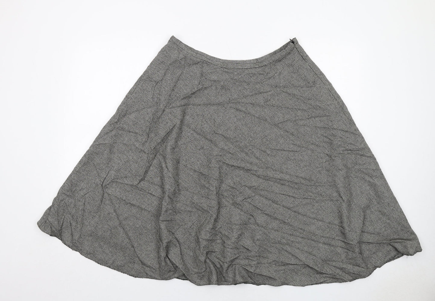 Phase Eight Womens Black Geometric Polyester Swing Skirt Size 14 Zip