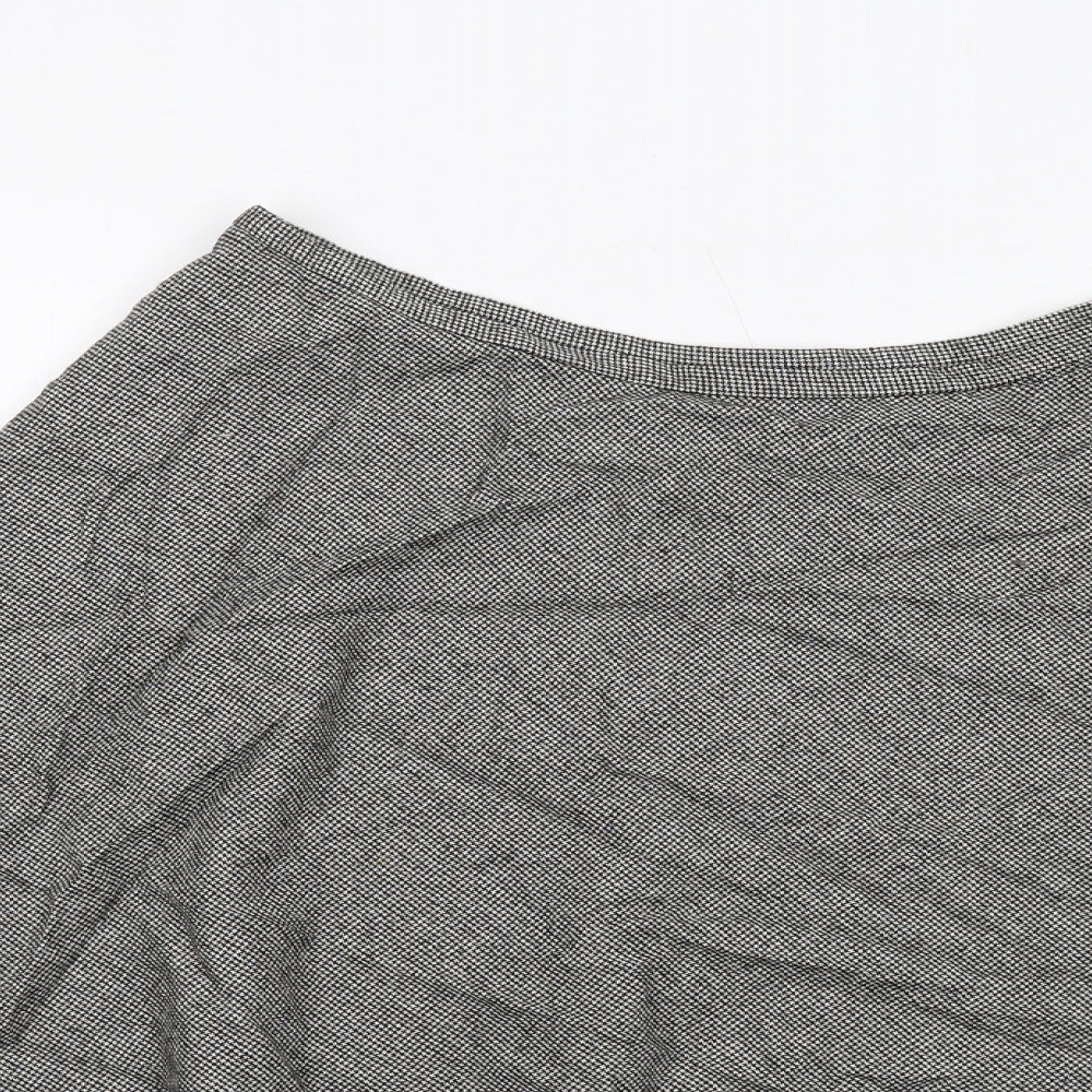 Phase Eight Womens Black Geometric Polyester Swing Skirt Size 14 Zip