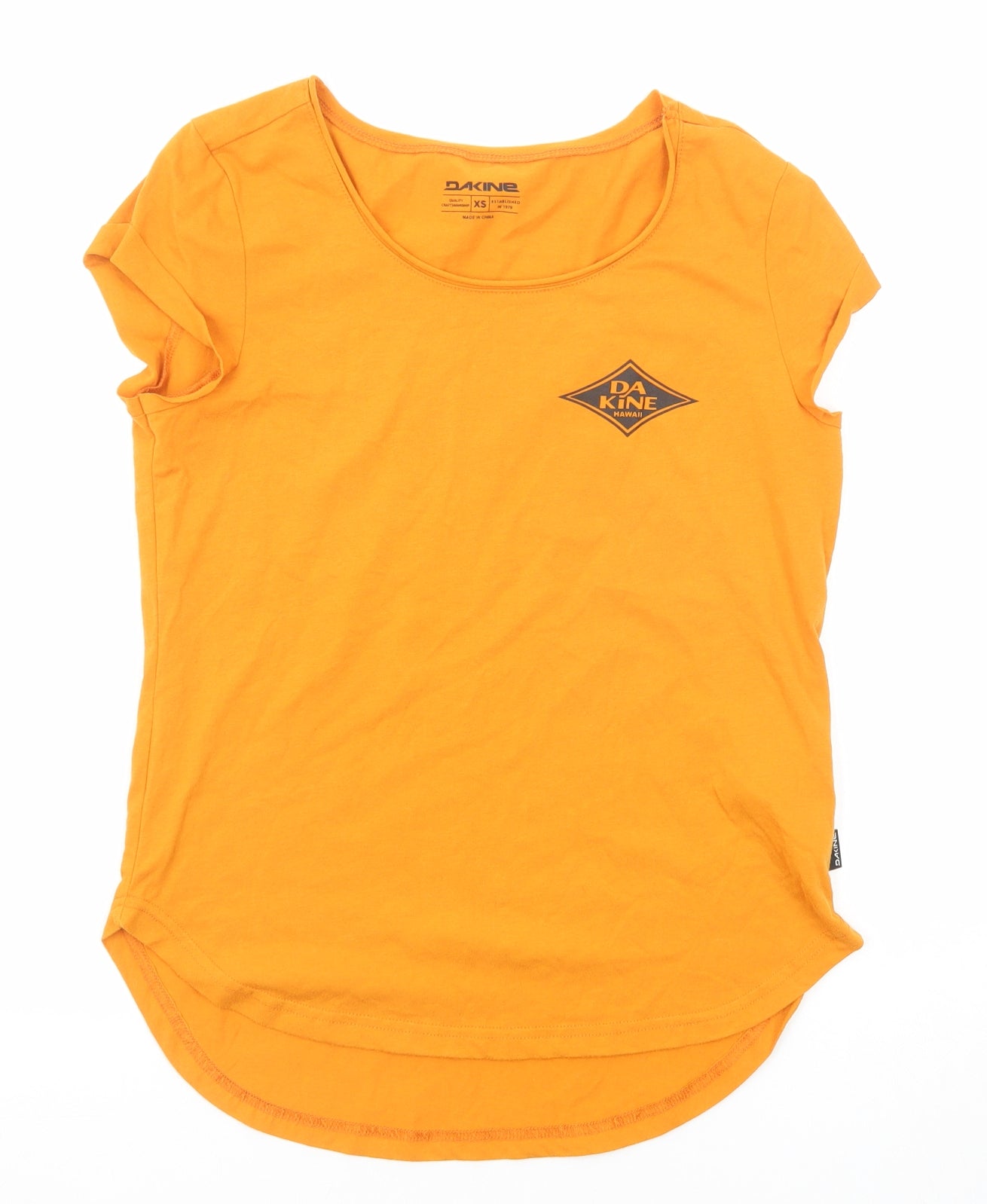 DAKINE Womens Yellow Cotton Basic T-Shirt Size XS Round Neck