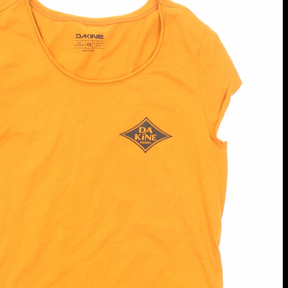 DAKINE Womens Yellow Cotton Basic T-Shirt Size XS Round Neck