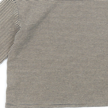 Zara Girls Beige Striped Cotton Pullover T-Shirt Size 10 Years Boat Neck Pullover