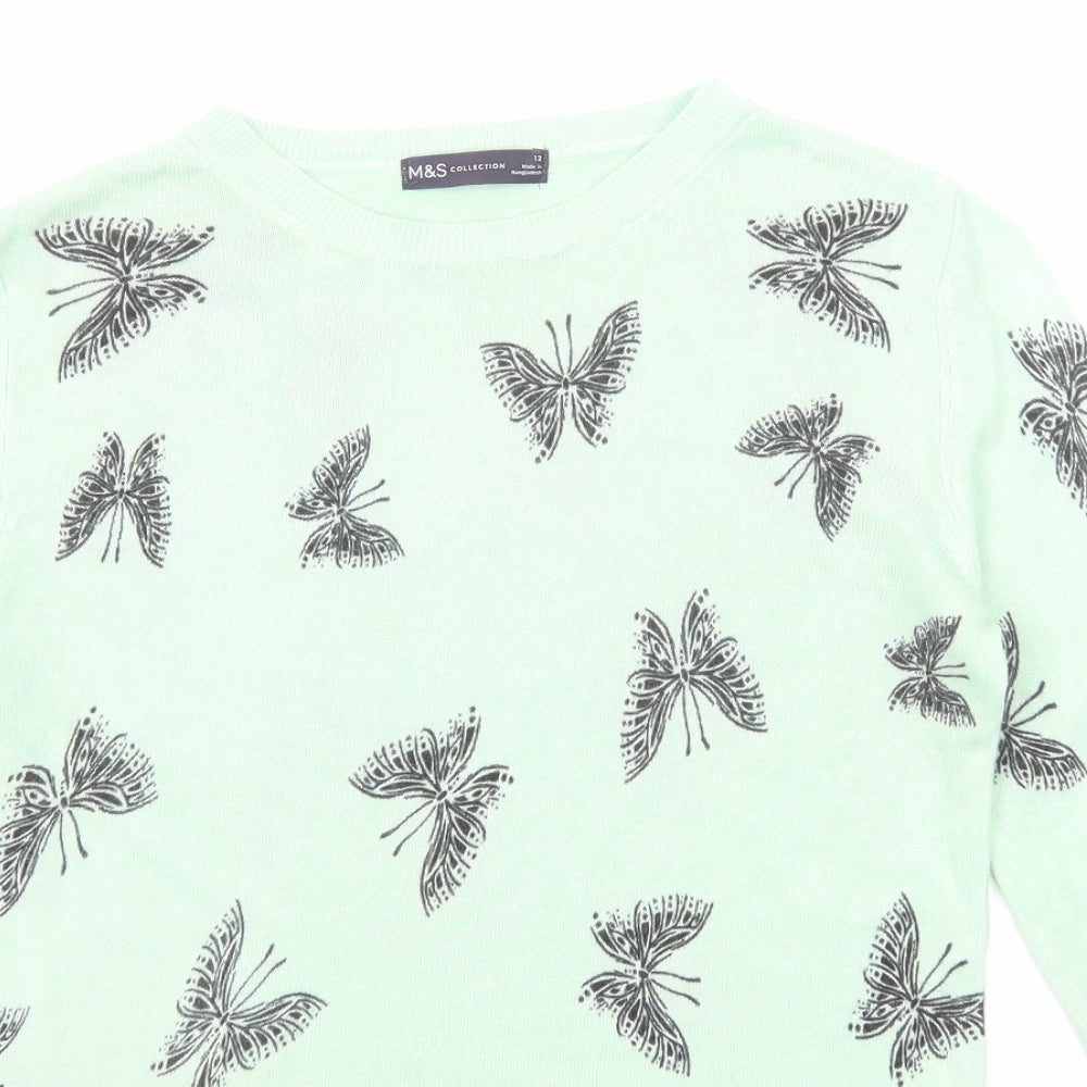 Womens UK Size 12 Marks and Spencer Green Pullover Jumper
