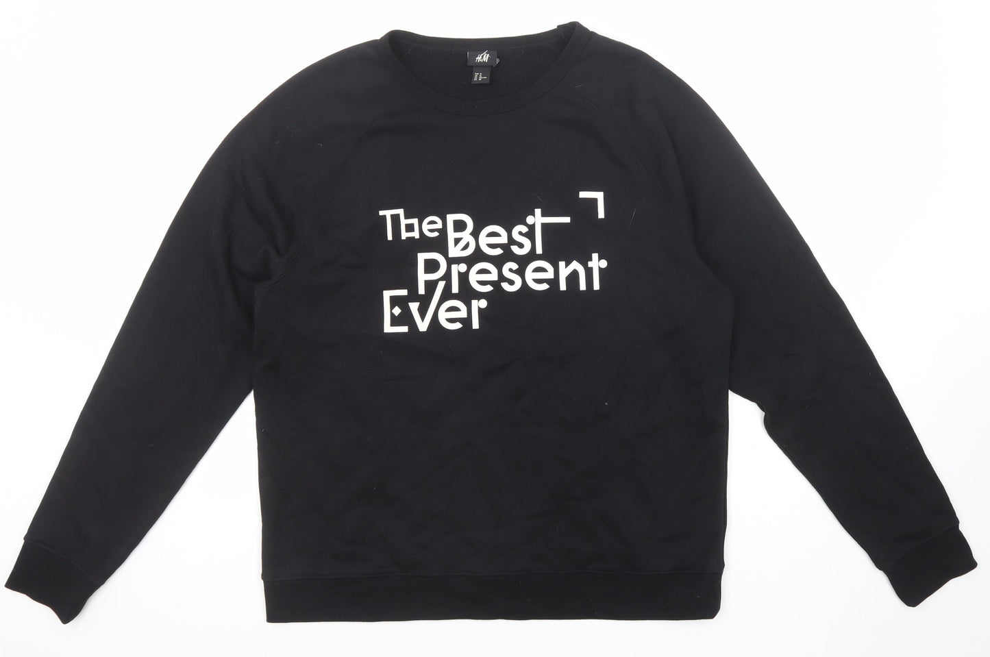 H&M Womens Black Cotton Pullover Sweatshirt Size XL Pullover - The Best Present Ever