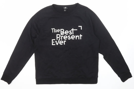 H&M Womens Black Cotton Pullover Sweatshirt Size XL Pullover - The Best Present Ever