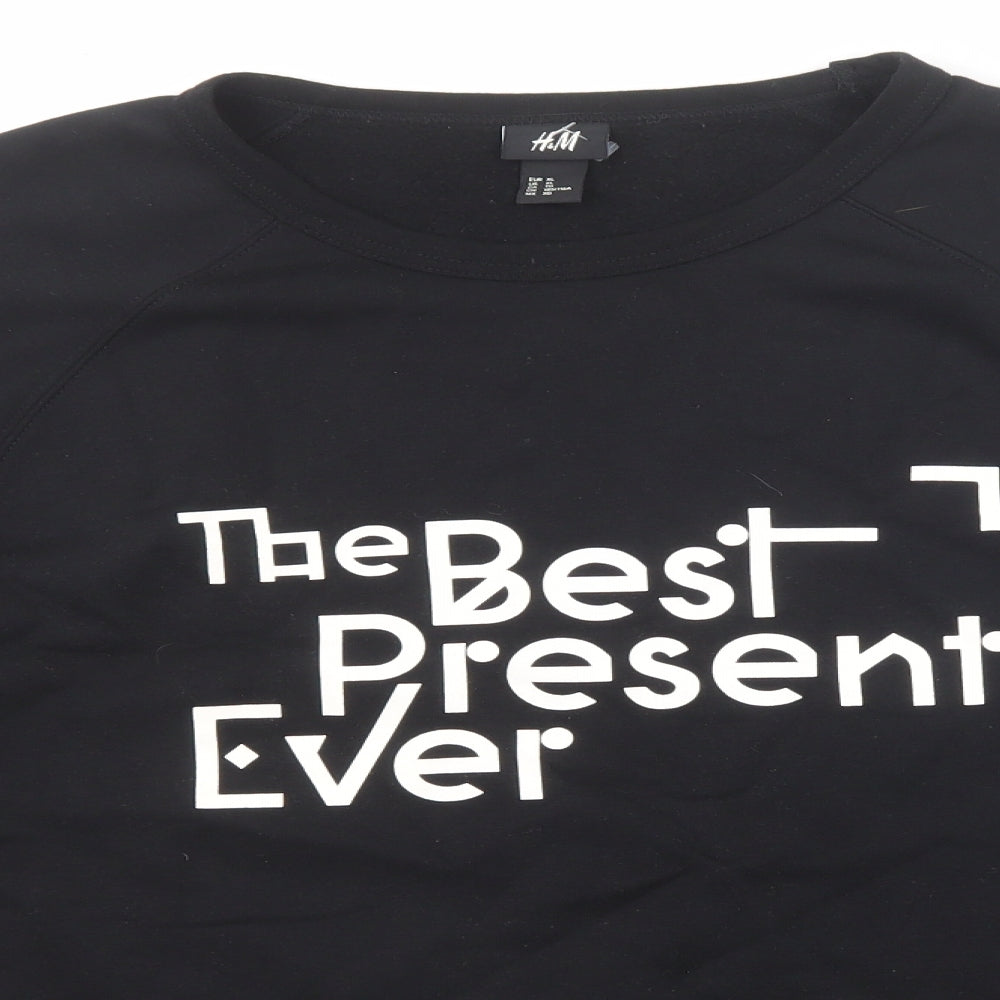 H&M Womens Black Cotton Pullover Sweatshirt Size XL Pullover - The Best Present Ever