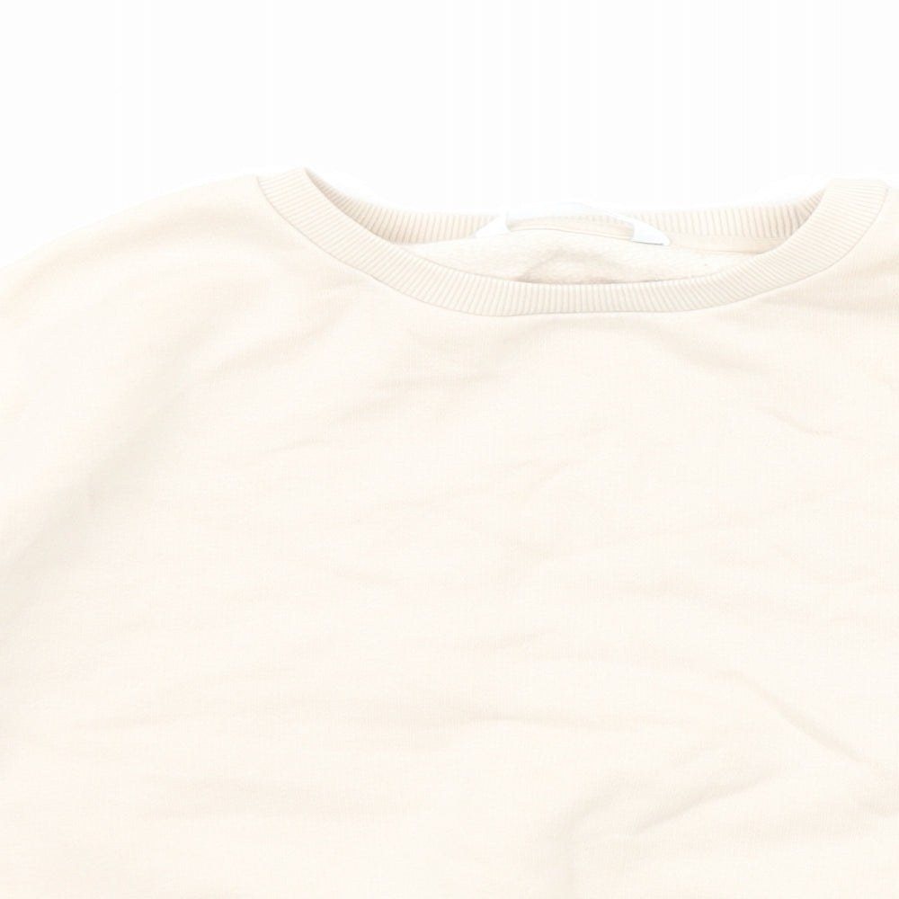 Marks and Spencer Girls Beige Cotton Pullover Sweatshirt Size 9-10 Years Pullover - Side Stripe Detail