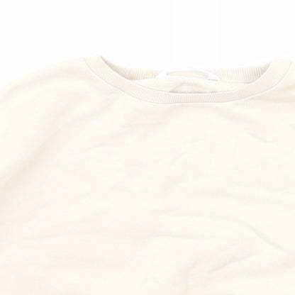 Marks and Spencer Girls Beige Cotton Pullover Sweatshirt Size 9-10 Years Pullover - Side Stripe Detail