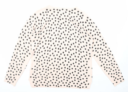 Marks and Spencer Womens Pink Round Neck Polka Dot Acrylic Pullover Jumper Size 12