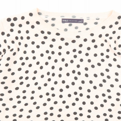 Marks and Spencer Womens Pink Round Neck Polka Dot Acrylic Pullover Jumper Size 12