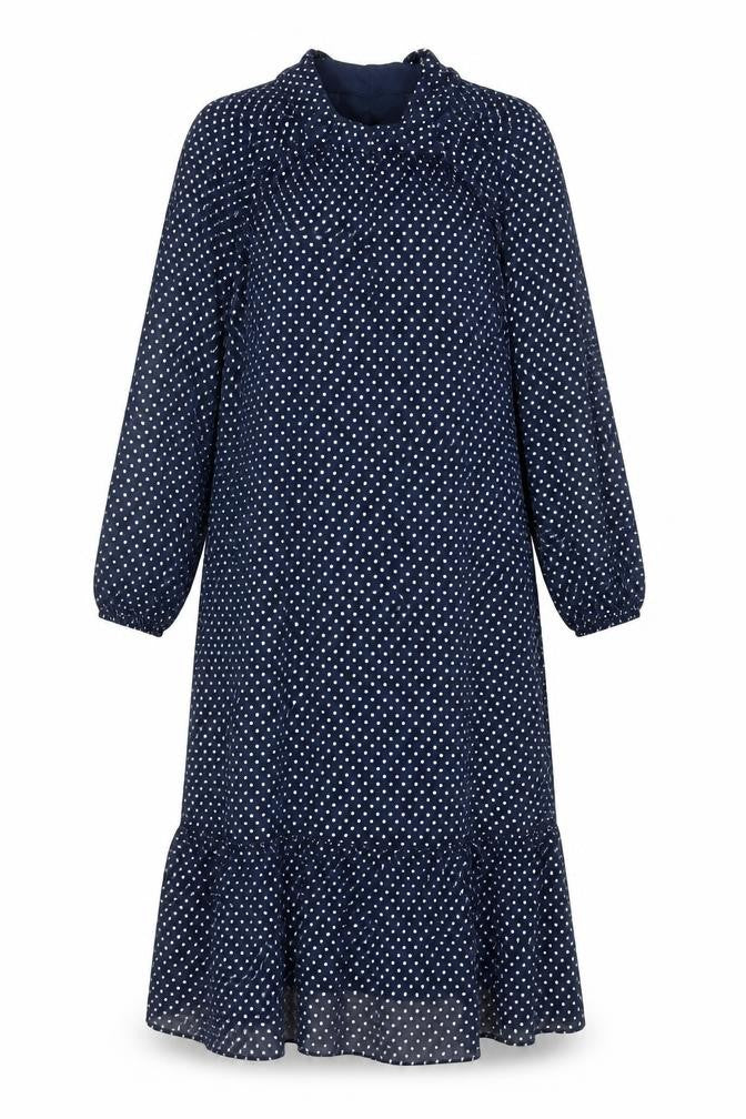 Marks and Spencer Womens Blue Polka Dot Polyester Trapeze & Swing Size 10 Round Neck Button
