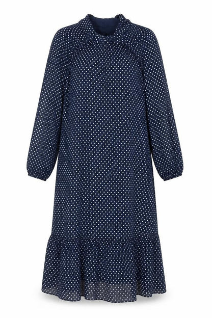 Marks and Spencer Womens Blue Polka Dot Polyester Trapeze & Swing Size 10 Round Neck Button