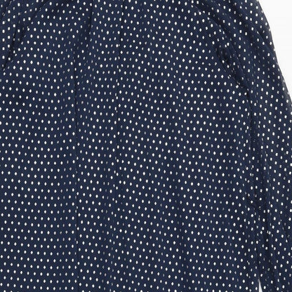 Marks and Spencer Womens Blue Polka Dot Polyester Trapeze & Swing Size 10 Round Neck Button