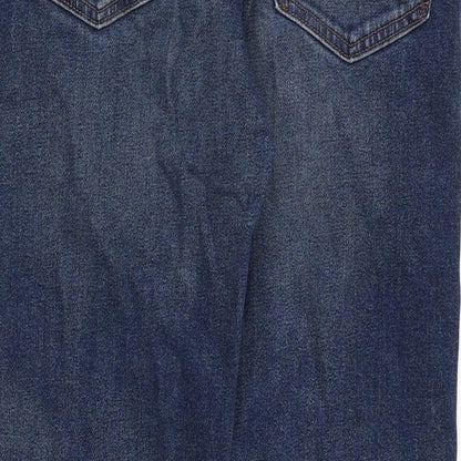 Marks and Spencer Mens Blue Cotton Straight Jeans Size 30 in Regular Zip