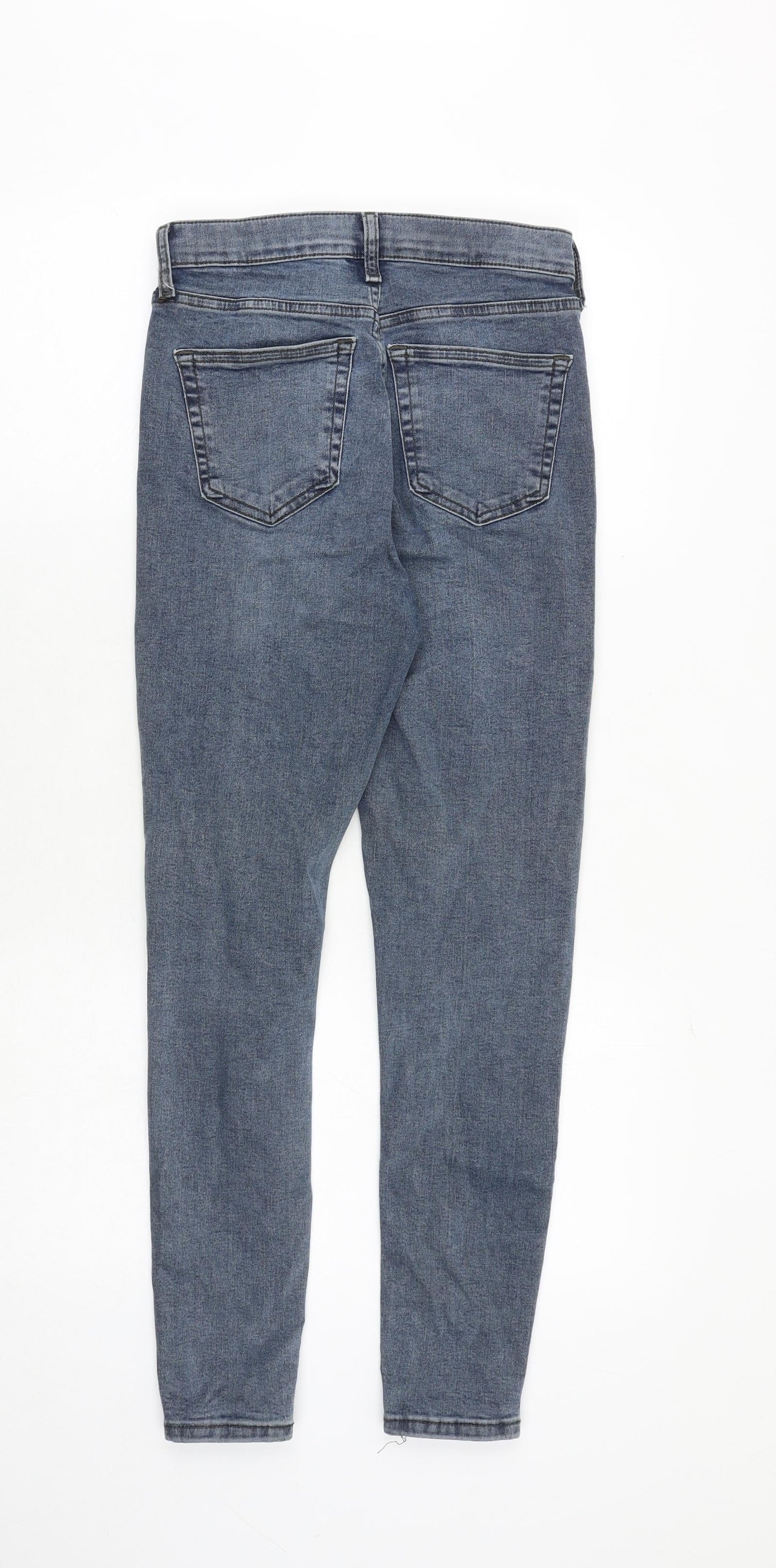 Topshop Womens Blue Cotton Skinny Jeans Size 26 in Regular Zip