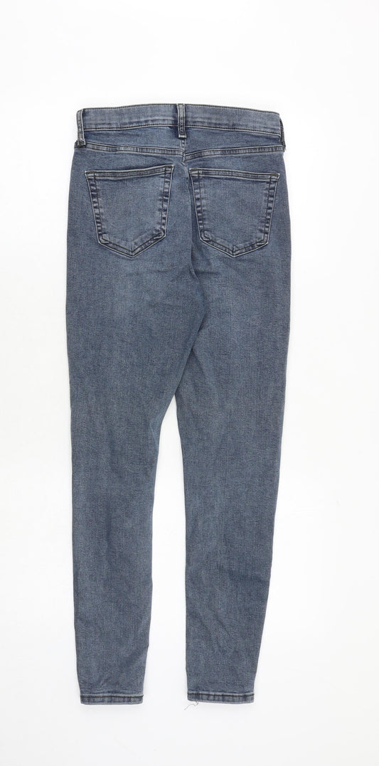 Topshop Womens Blue Cotton Skinny Jeans Size 26 in Regular Zip