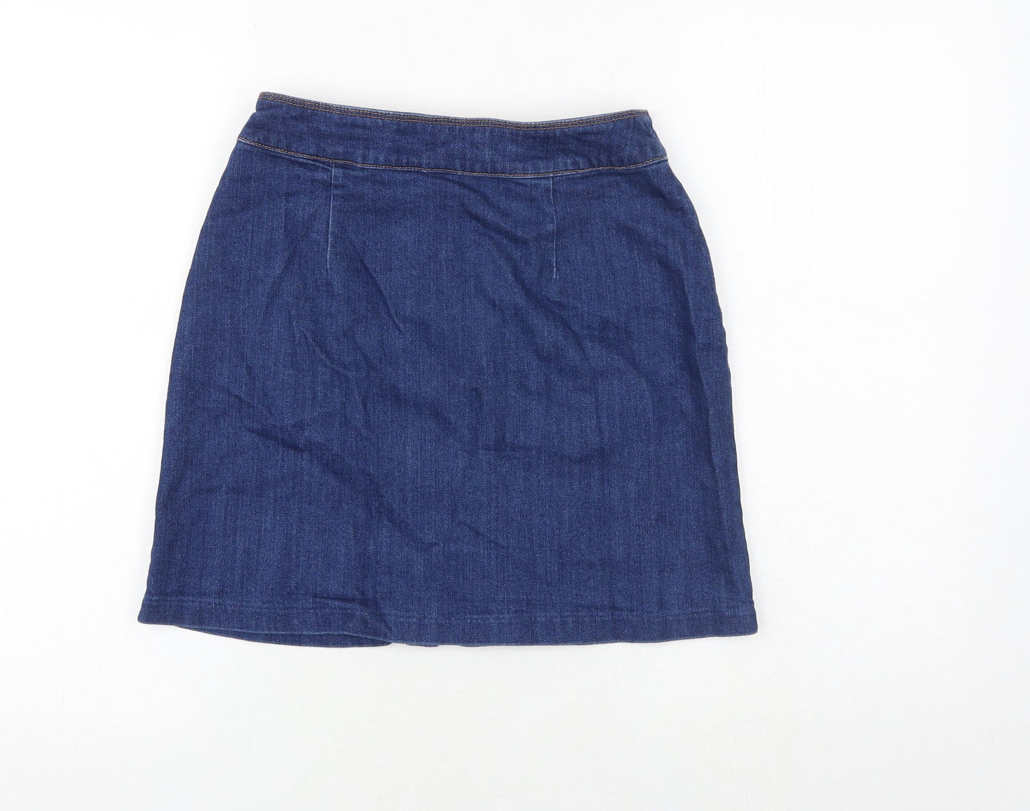 H&M Womens Blue Cotton A-Line Skirt Size 6 Zip
