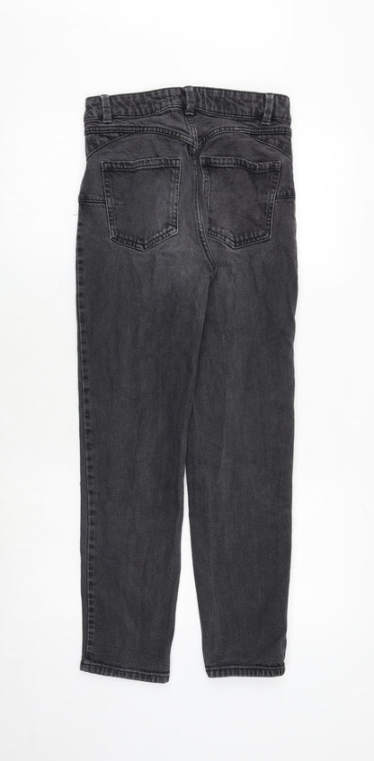 New Look Womens Grey Cotton Straight Jeans Size 6 Regular Zip