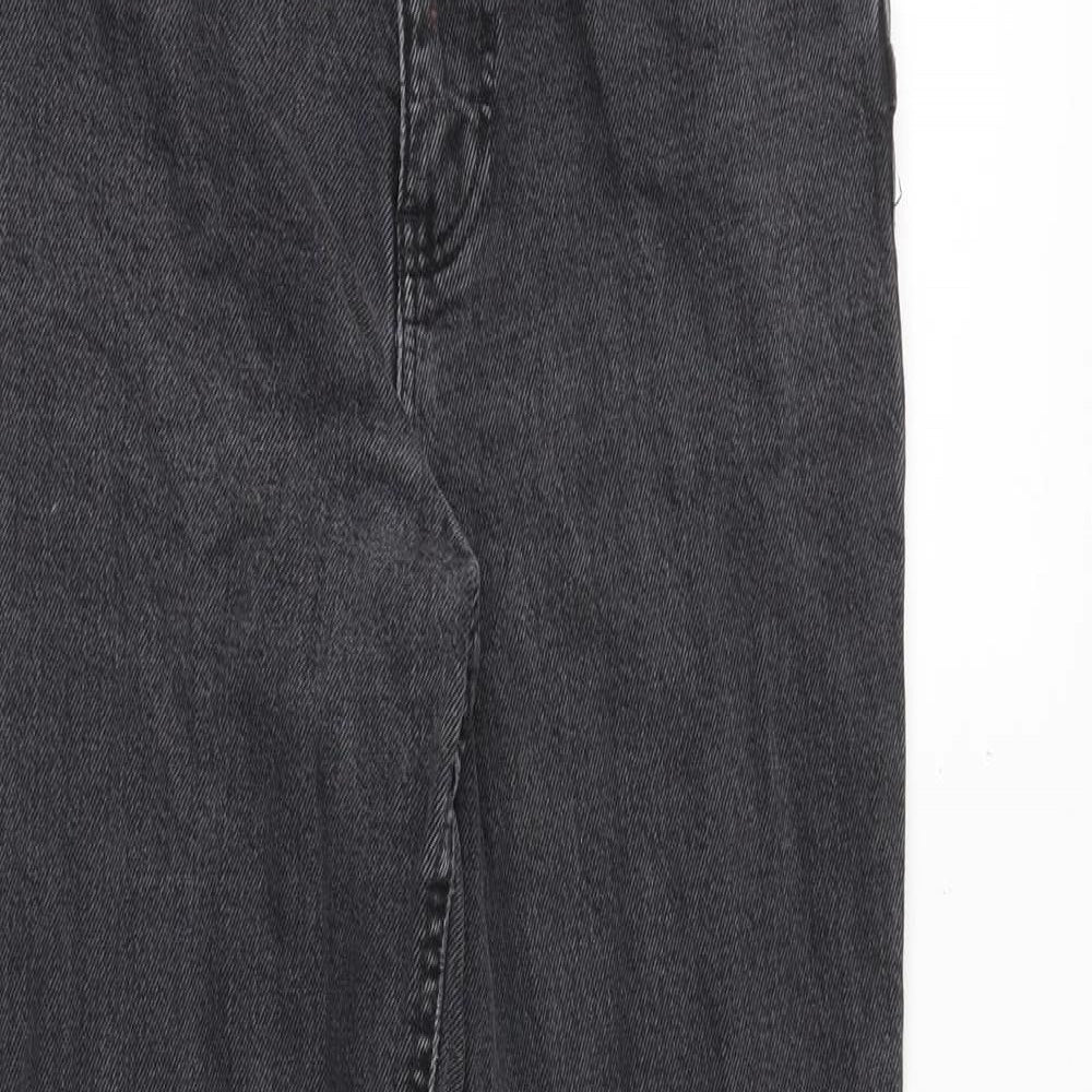 New Look Womens Grey Cotton Straight Jeans Size 6 Regular Zip