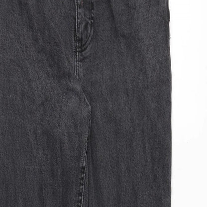 New Look Womens Grey Cotton Straight Jeans Size 6 Regular Zip