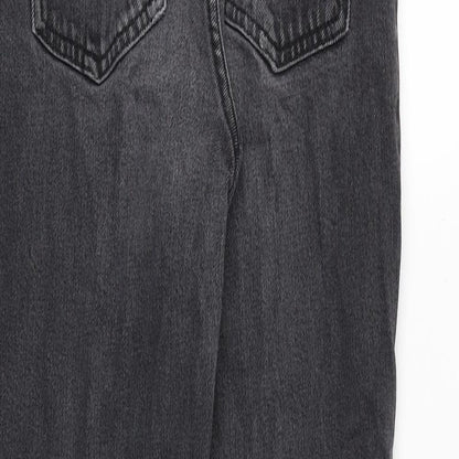 New Look Womens Grey Cotton Straight Jeans Size 6 Regular Zip