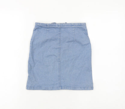 Mystery Jane Womens Blue Polyester A-Line Skirt Size S Zip