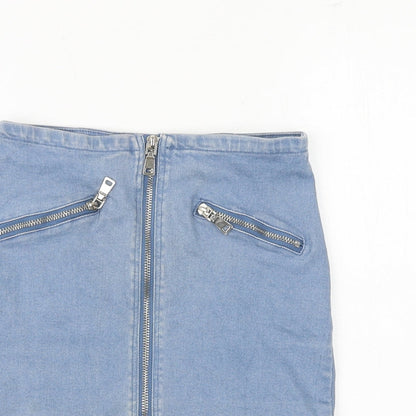 Mystery Jane Womens Blue Polyester A-Line Skirt Size S Zip