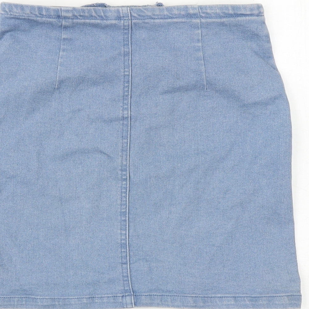 Mystery Jane Womens Blue Polyester A-Line Skirt Size S Zip