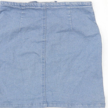 Mystery Jane Womens Blue Polyester A-Line Skirt Size S Zip