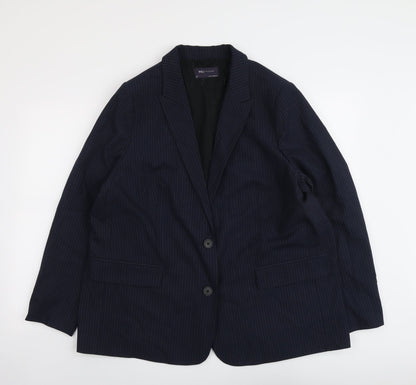 Marks and Spencer Womens Blue Pinstripe Polyester Jacket Suit Jacket Size 20