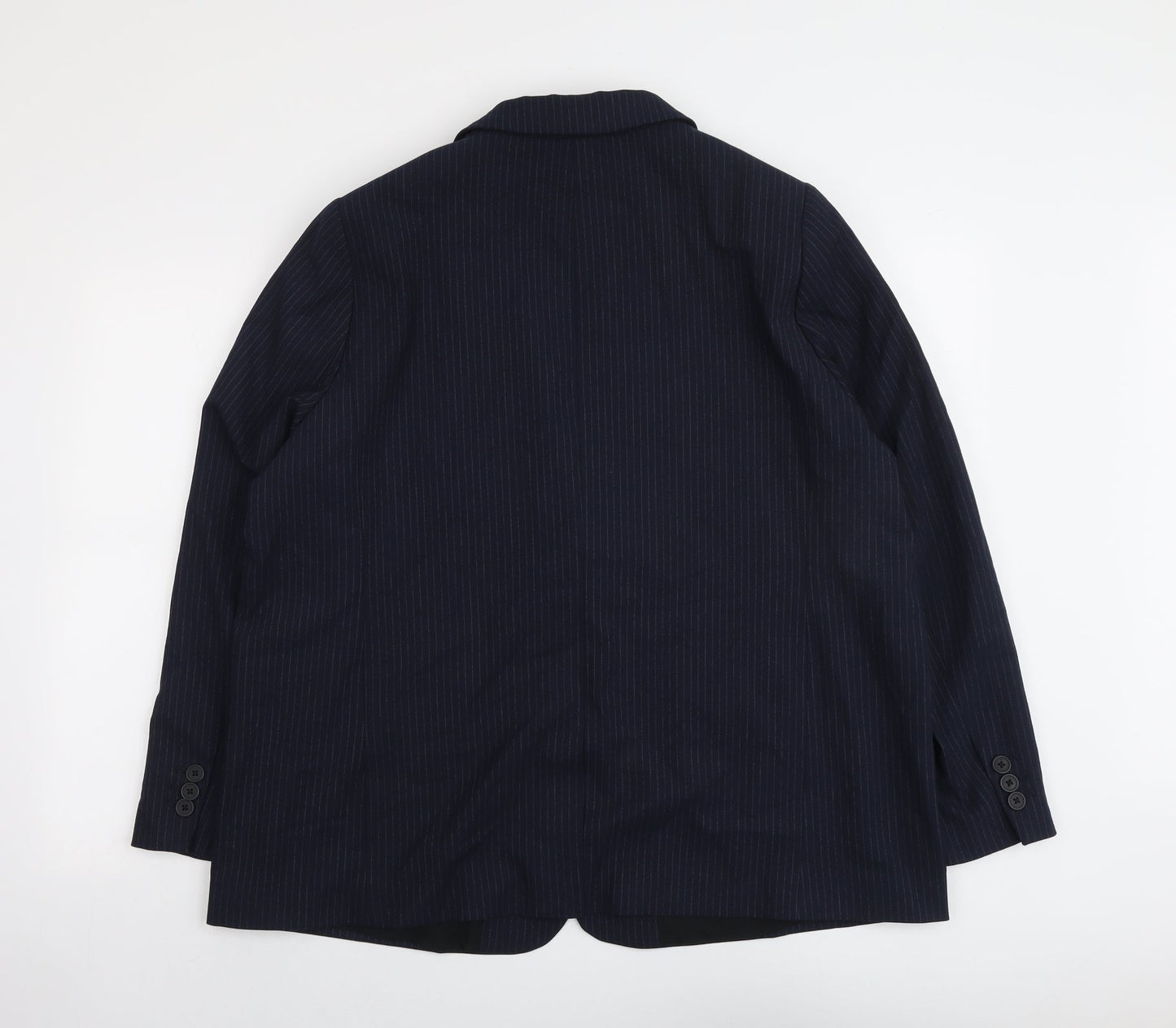 Marks and Spencer Womens Blue Pinstripe Polyester Jacket Suit Jacket Size 20
