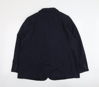 Marks and Spencer Womens Blue Pinstripe Polyester Jacket Suit Jacket Size 20