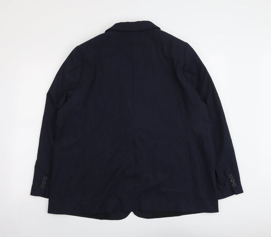 Marks and Spencer Womens Blue Pinstripe Polyester Jacket Suit Jacket Size 20