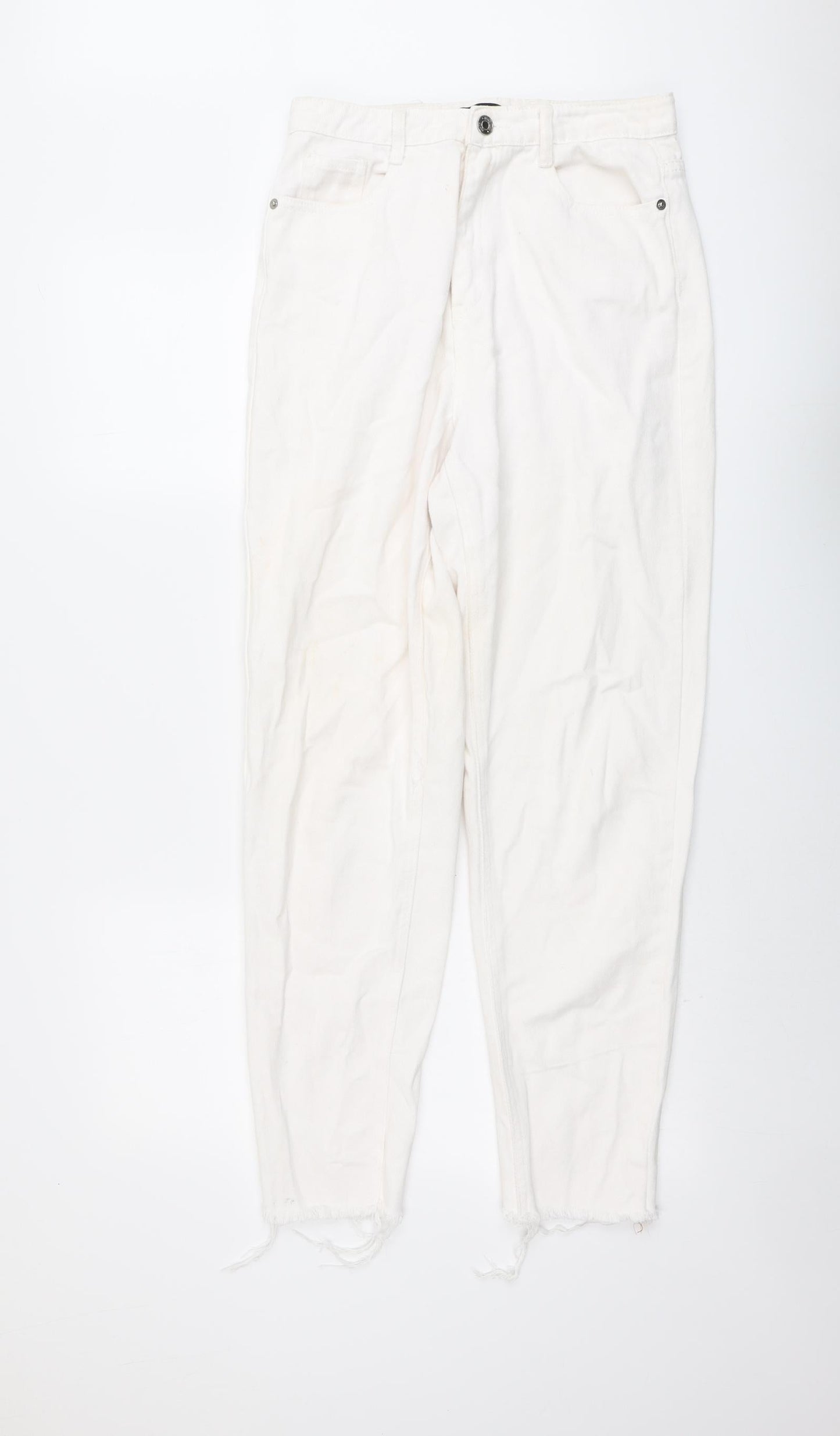 Missguided Womens Ivory Cotton Skinny Jeans Size 10 L29 in Regular Button