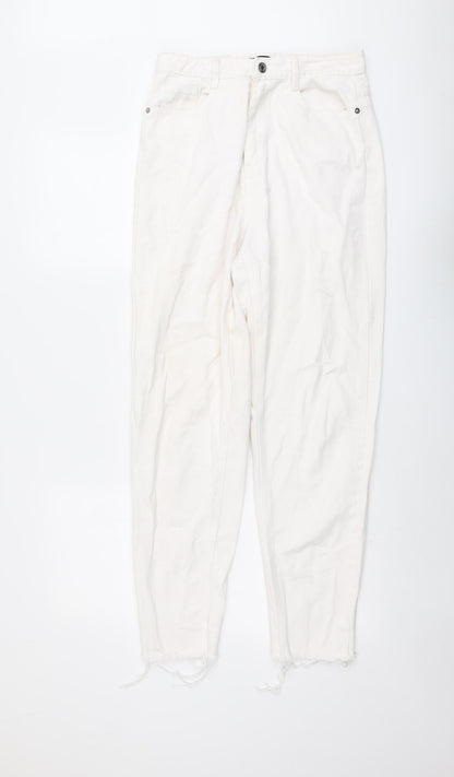 Missguided Womens Ivory Cotton Skinny Jeans Size 10 L29 in Regular Button