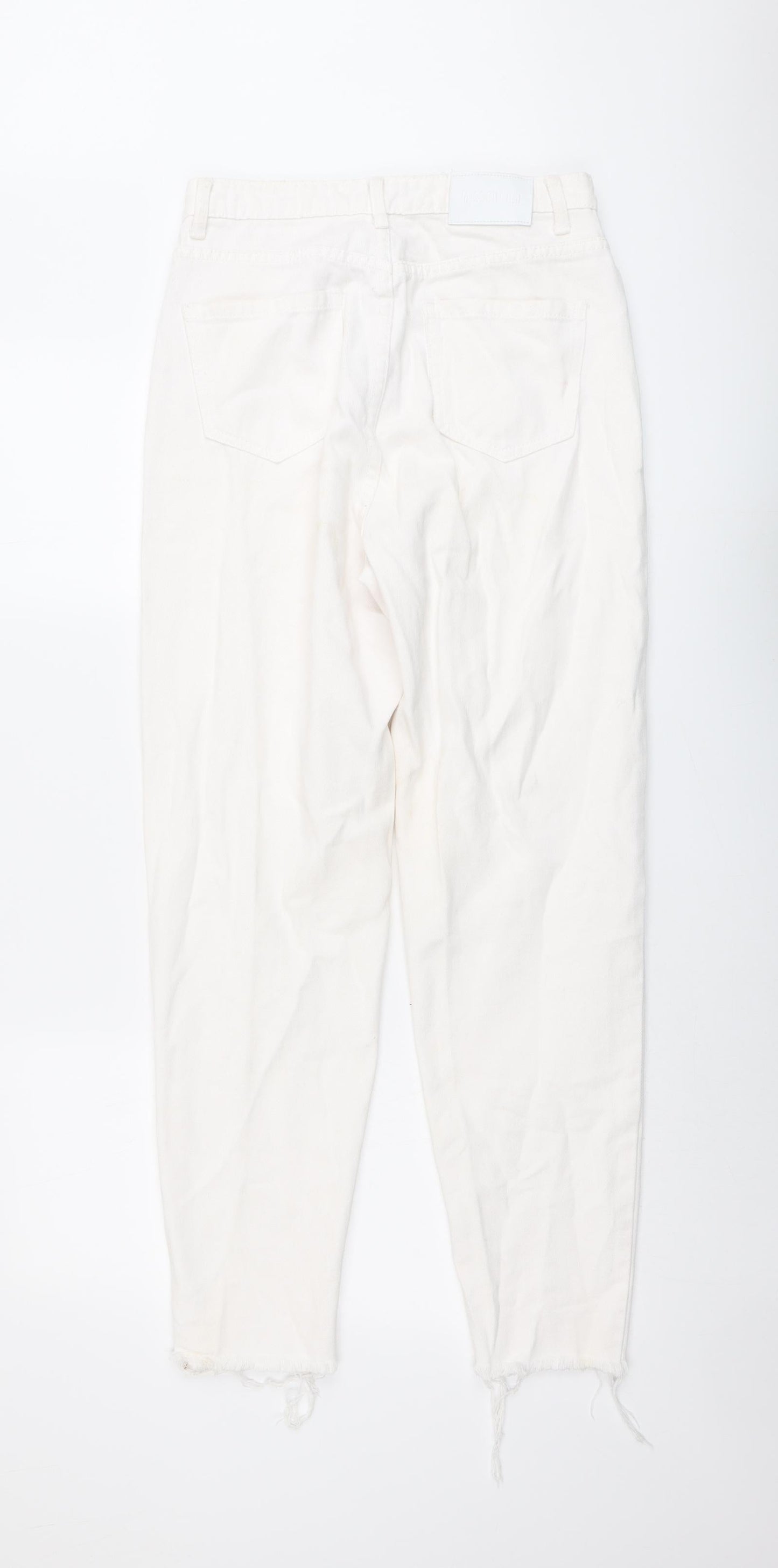 Missguided Womens Ivory Cotton Skinny Jeans Size 10 L29 in Regular Button
