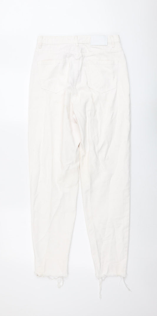 Missguided Womens Ivory Cotton Skinny Jeans Size 10 L29 in Regular Button