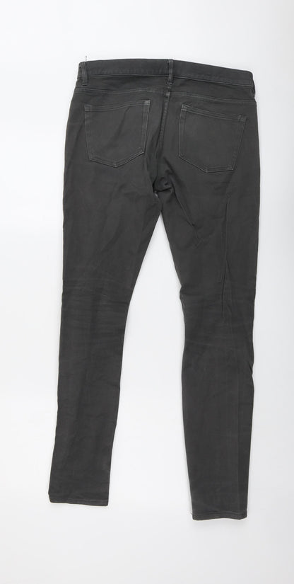 H&M Mens Grey Cotton Skinny Jeans Size 30 in L30 in Regular Button