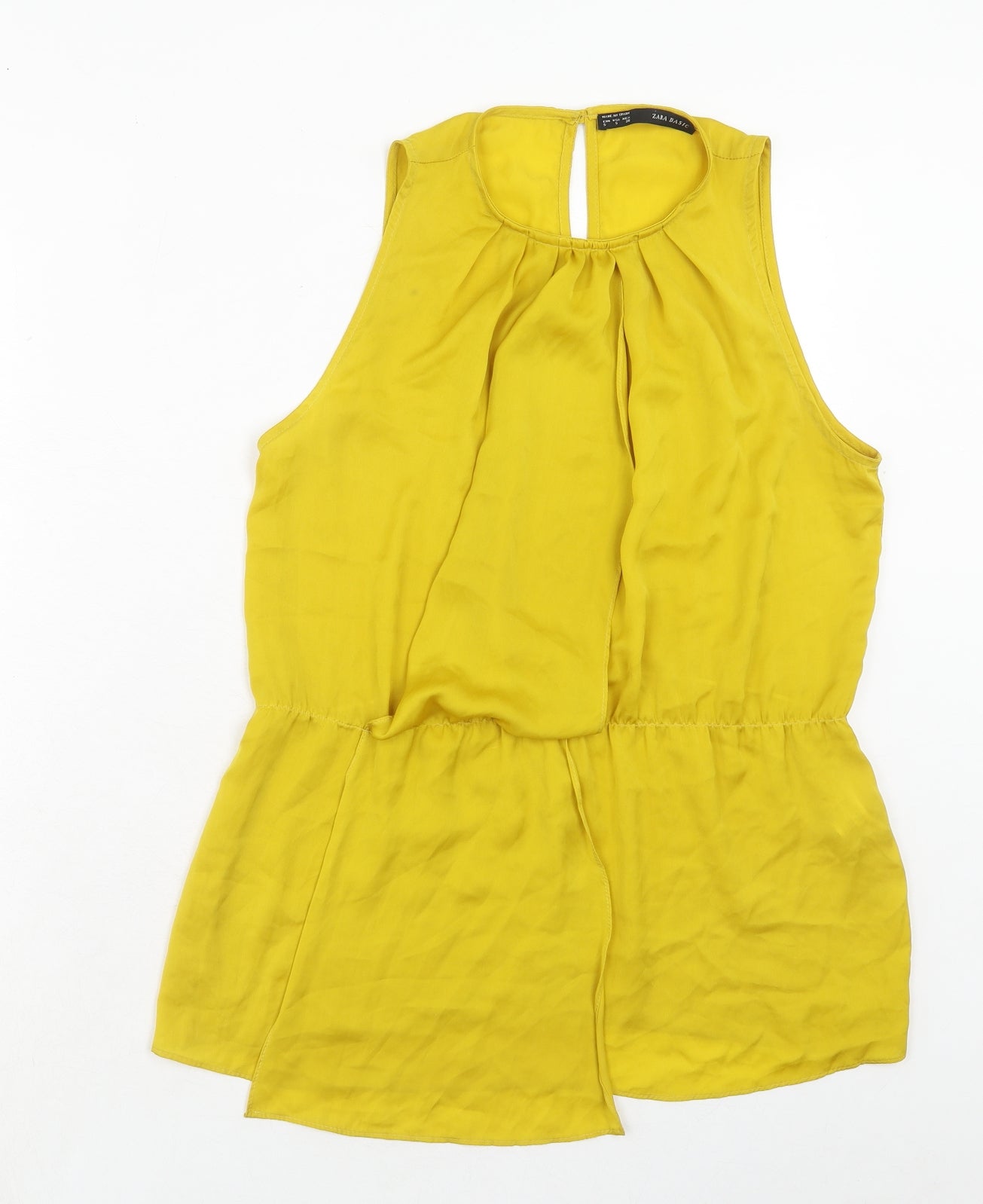 Womens UK Size S Zara Yellow Basic Blouse