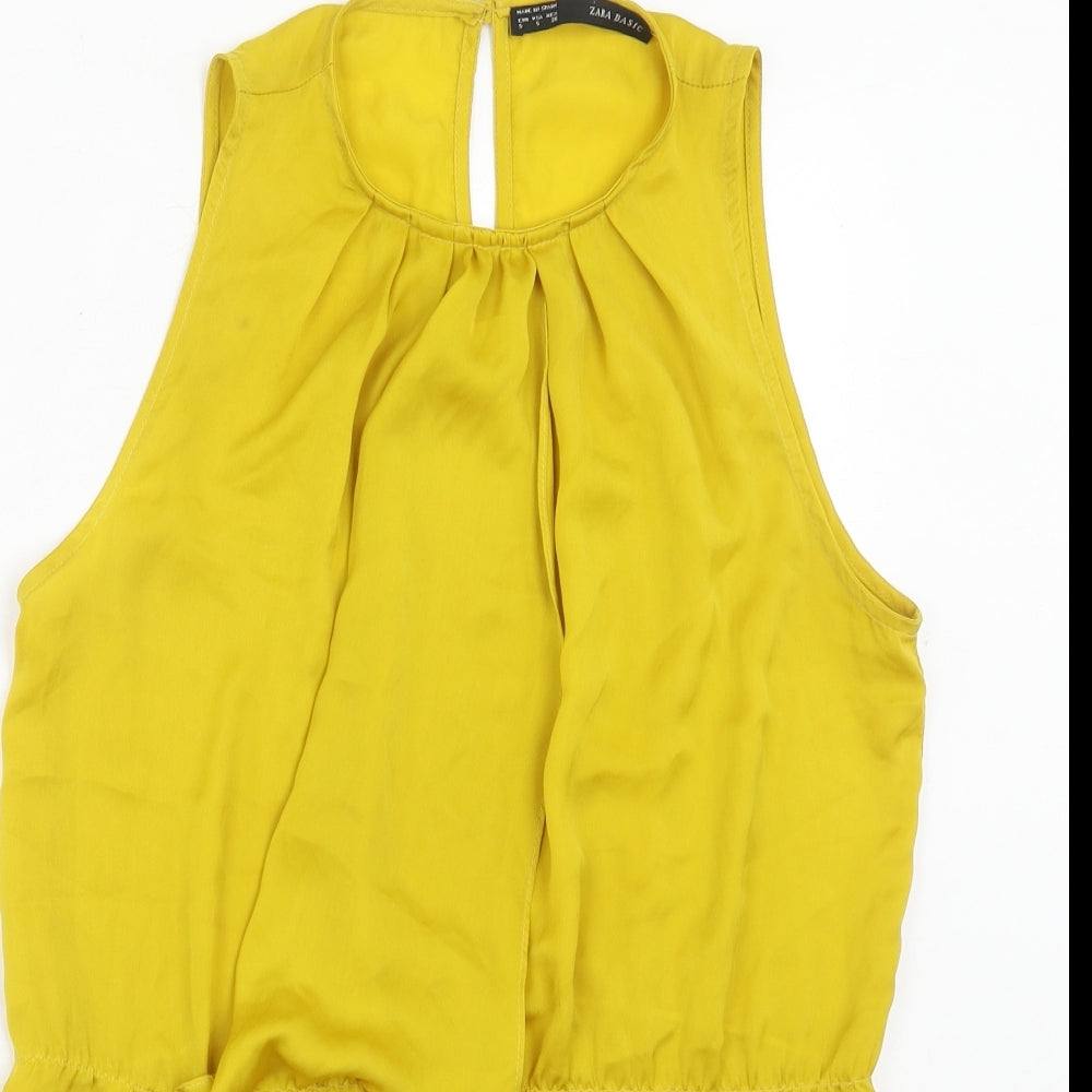 Womens UK Size S Zara Yellow Basic Blouse