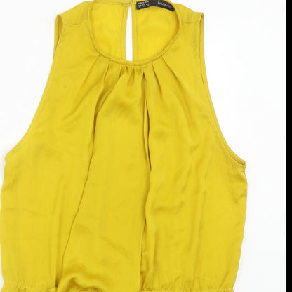Womens UK Size S Zara Yellow Basic Blouse