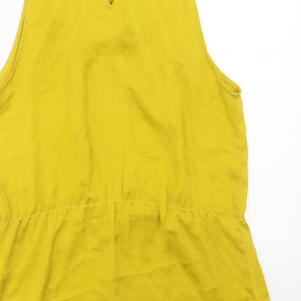 Womens UK Size S Zara Yellow Basic Blouse