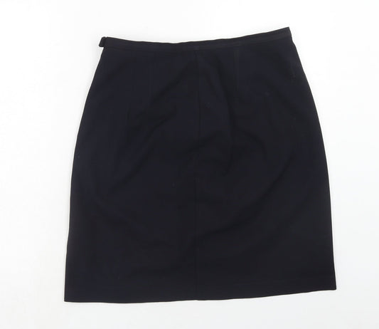 Marks and Spencer Womens Blue Polyester A-Line Skirt Size 16 Button