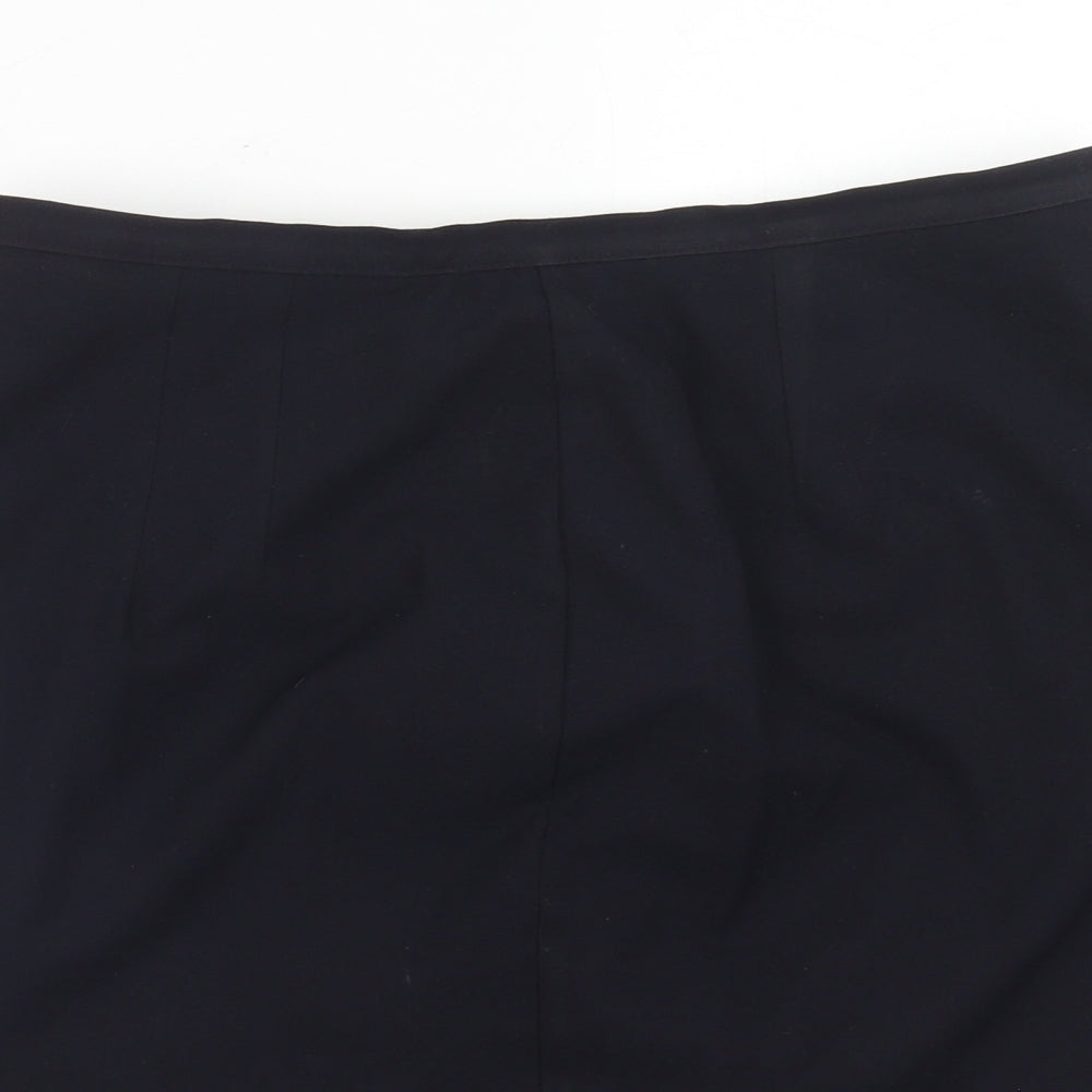 Marks and Spencer Womens Blue Polyester A-Line Skirt Size 16 Button